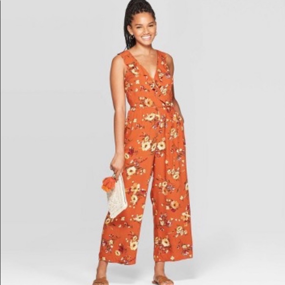 Floral V jumper, copper, XS
